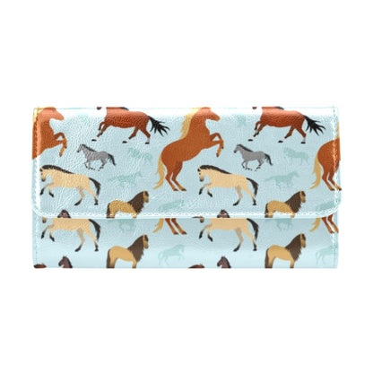 Horse Cute Themed Pattern Print Women's Trifold Wallet
