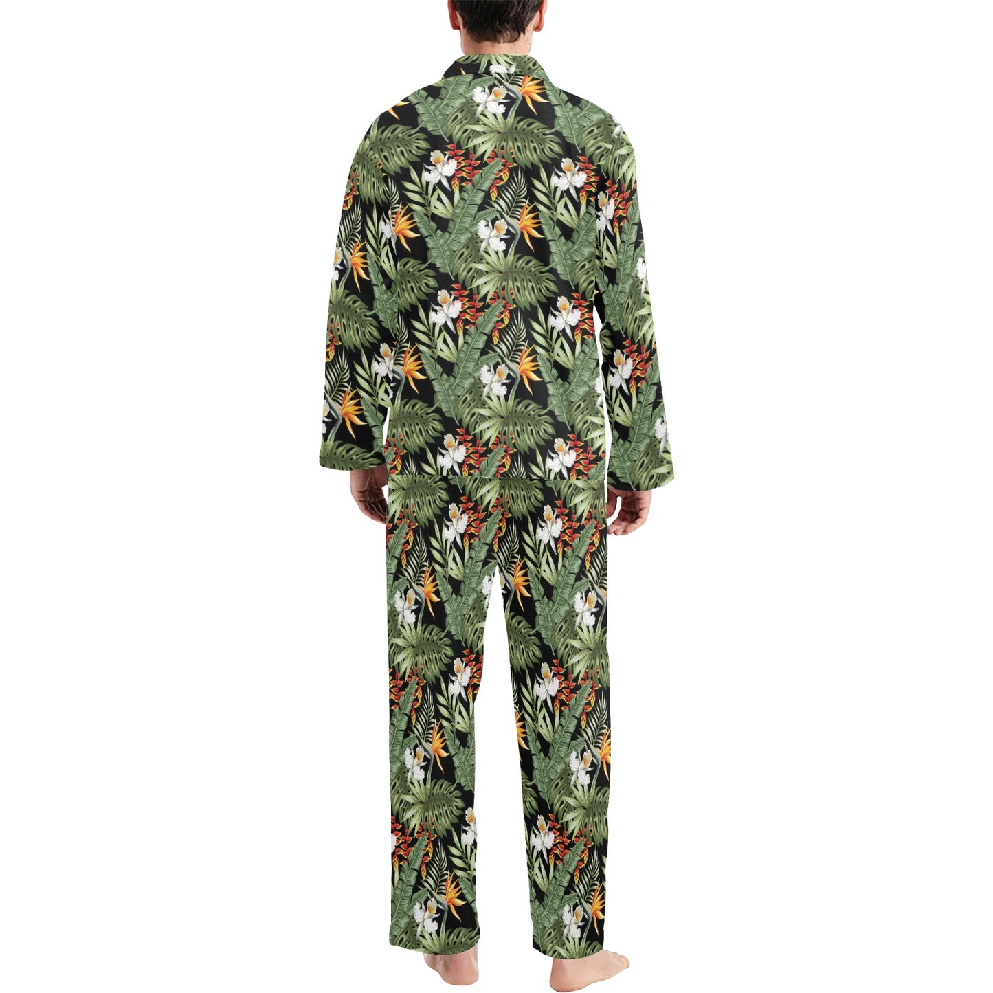 Bird Of Paradise Pattern Print Design 02 Men's Long Pajama Set