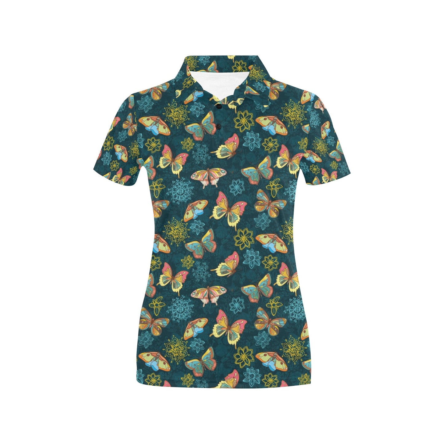 Butterfly Hand Draw Print Pattern Women's Polo Shirt
