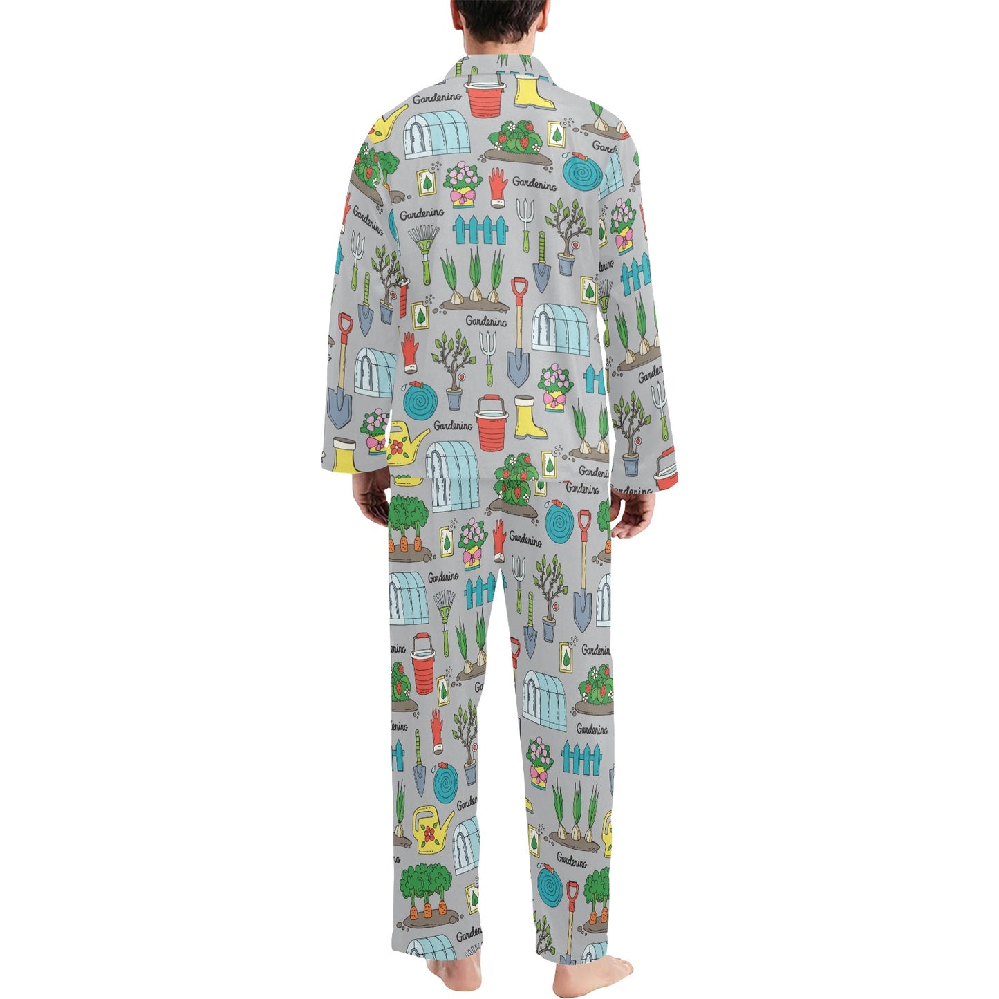 Gardening Pattern Print Design G07 Men's Long Pajama Set