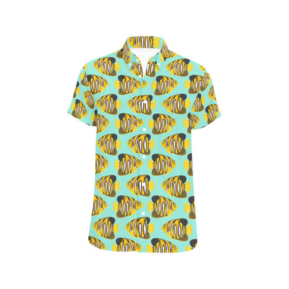 Angelfish Print Design LKS402 Men Short Sleeve Button Up Shirt