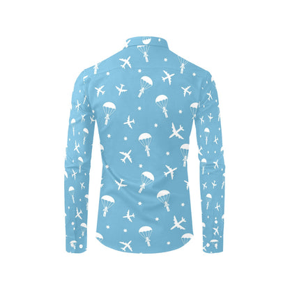 Skydiver Print Design LKS303 Men's Long Sleeve Dress Shirt