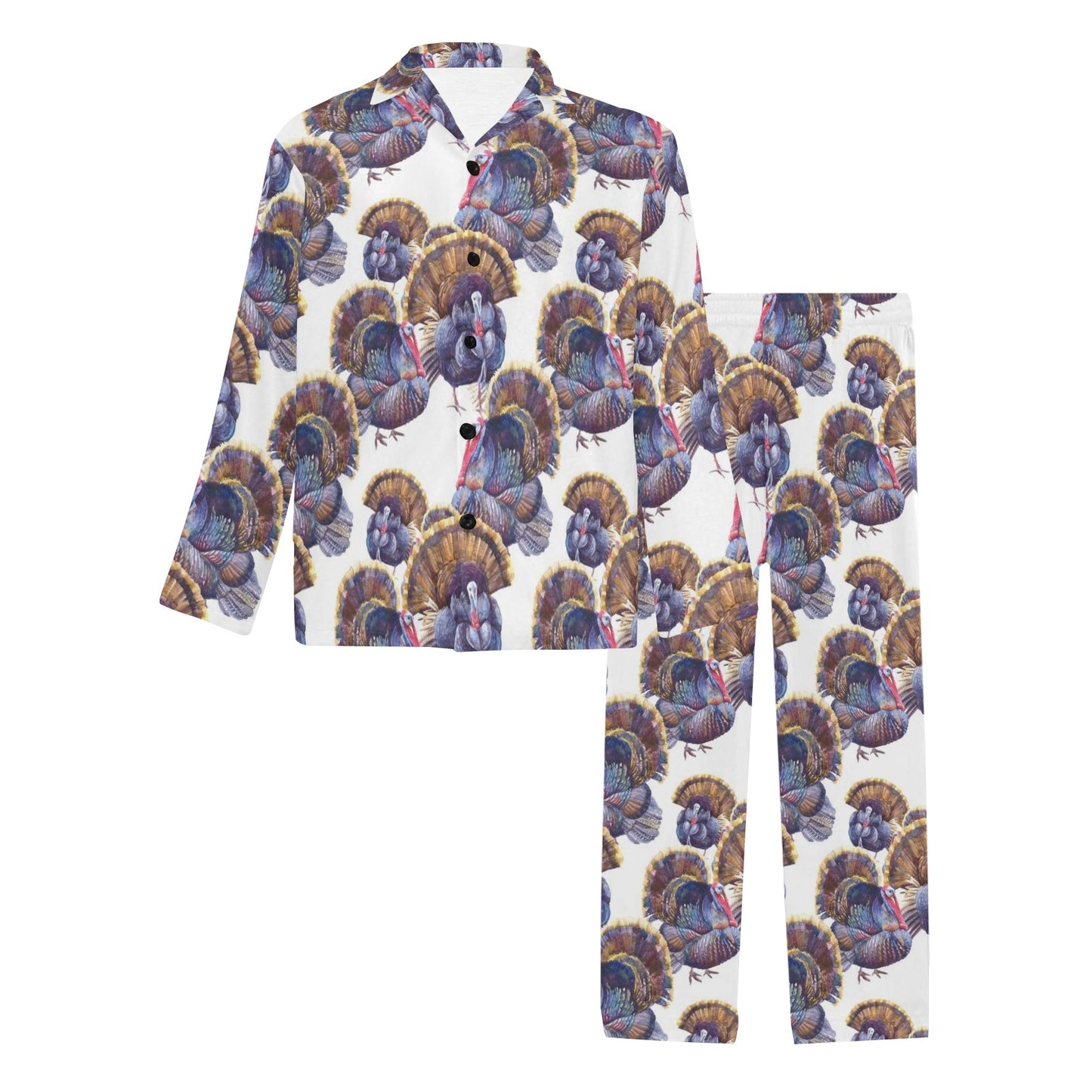Turkey Pattern Print Design 01 Men's Long Pajama Set