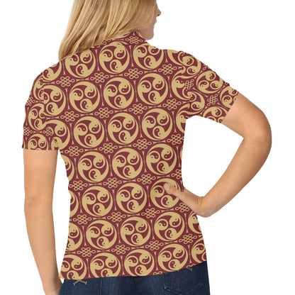 Yin Yang Style Pattern Design Print Women's Polo Shirt