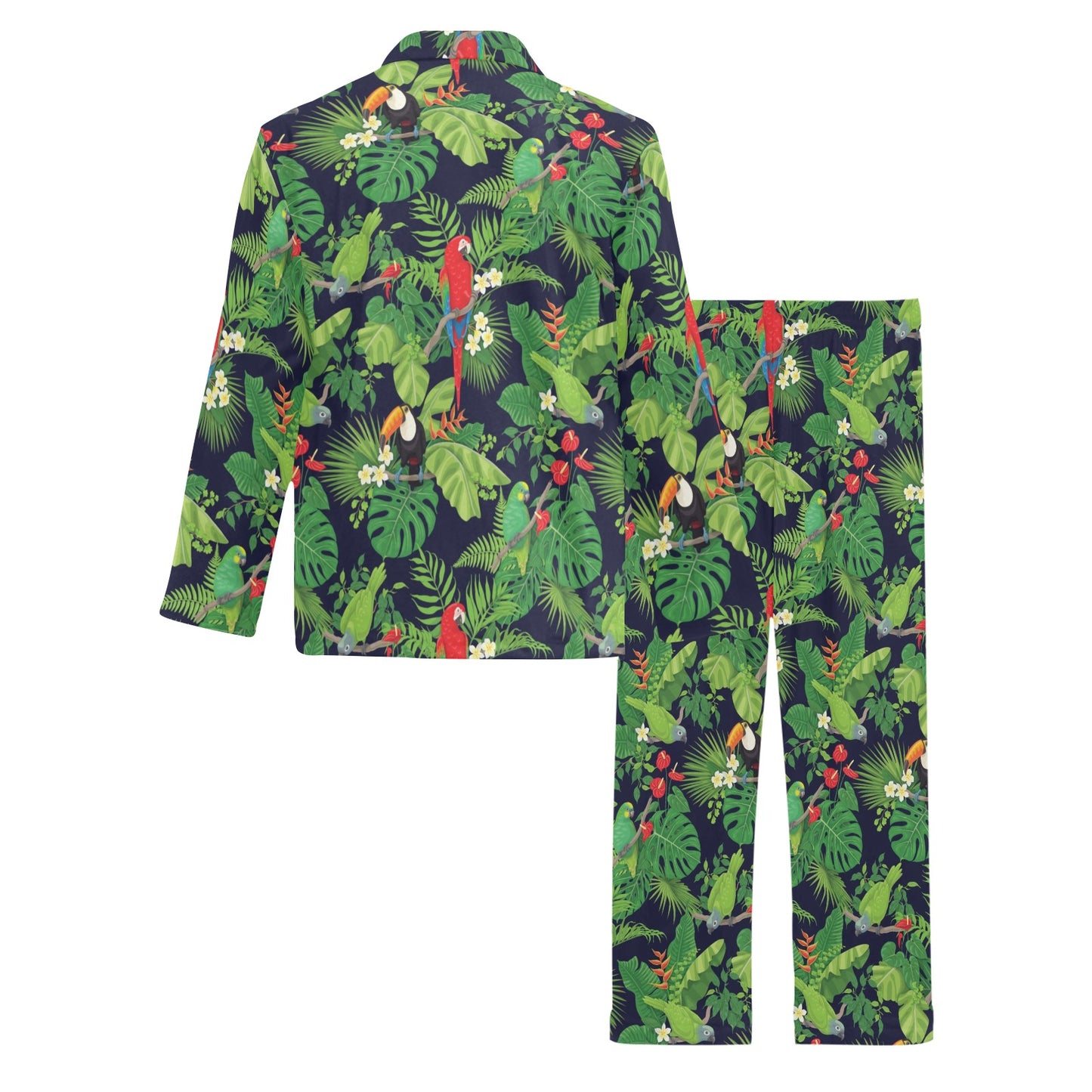 Rainforest Parrot Pattern Print Design A03 Men's Long Pajama Set