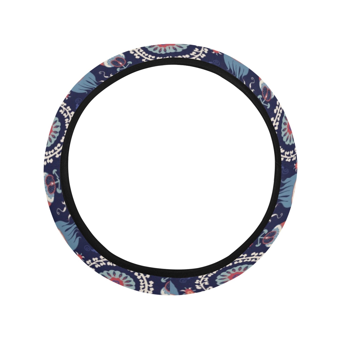 Suzani Print Design LKS305 Steering Wheel Cover with Elastic Edge