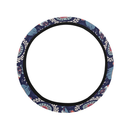 Suzani Print Design LKS305 Steering Wheel Cover with Elastic Edge