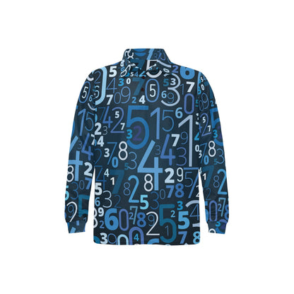 Number Pattern Print Design A02 Long Sleeve Polo Shirt For Men's
