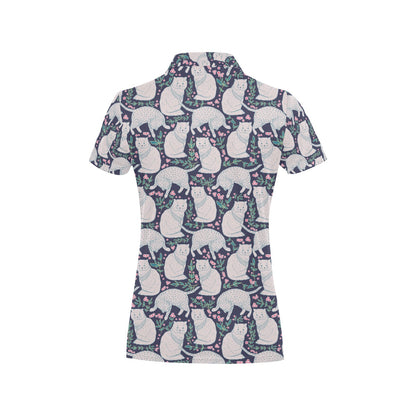 Cat Pattern Print Design 06 Women's Polo Shirt