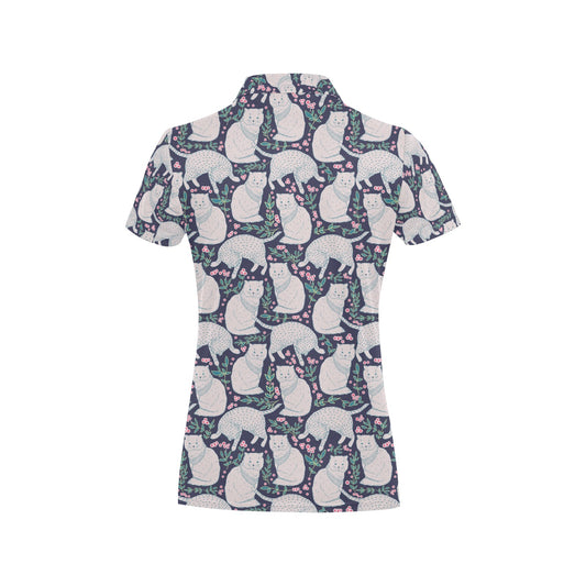 Cat Pattern Print Design 06 Women's Polo Shirt