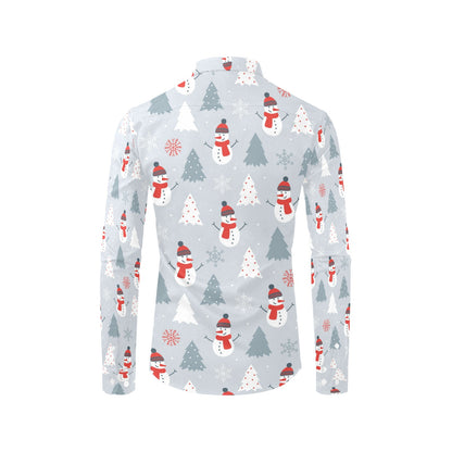 Snowman Print Design LKS302 Men's Long Sleeve Dress Shirt