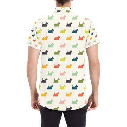 Scottish Terriers Print Design LKS305 Men Short Sleeve Button Up Shirt
