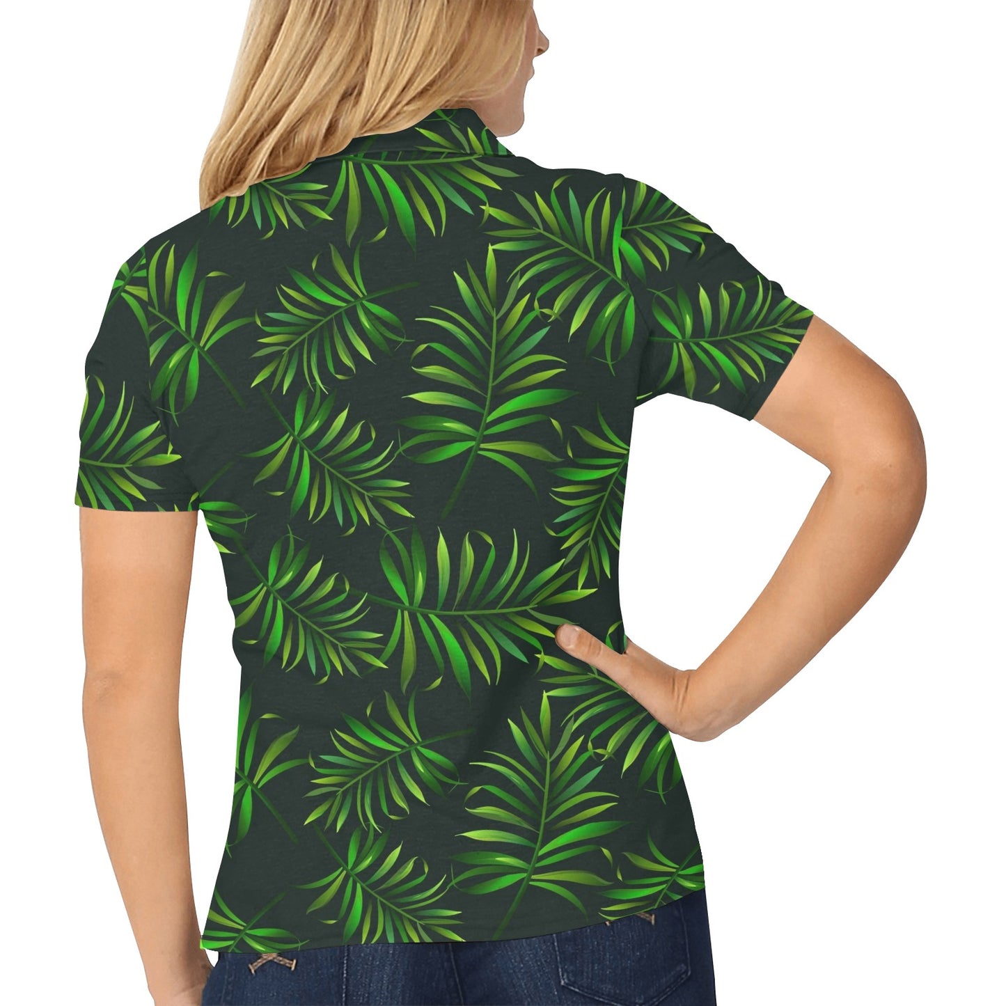 Rainforest Pattern Print Design RF03 Women's Polo Shirt