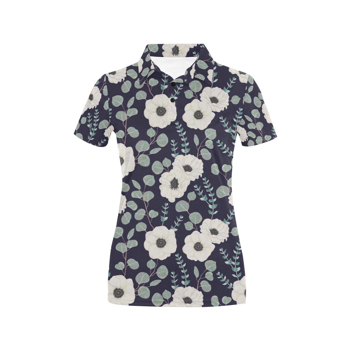 Anemone Pattern Print Design AM01 Women's Polo Shirt
