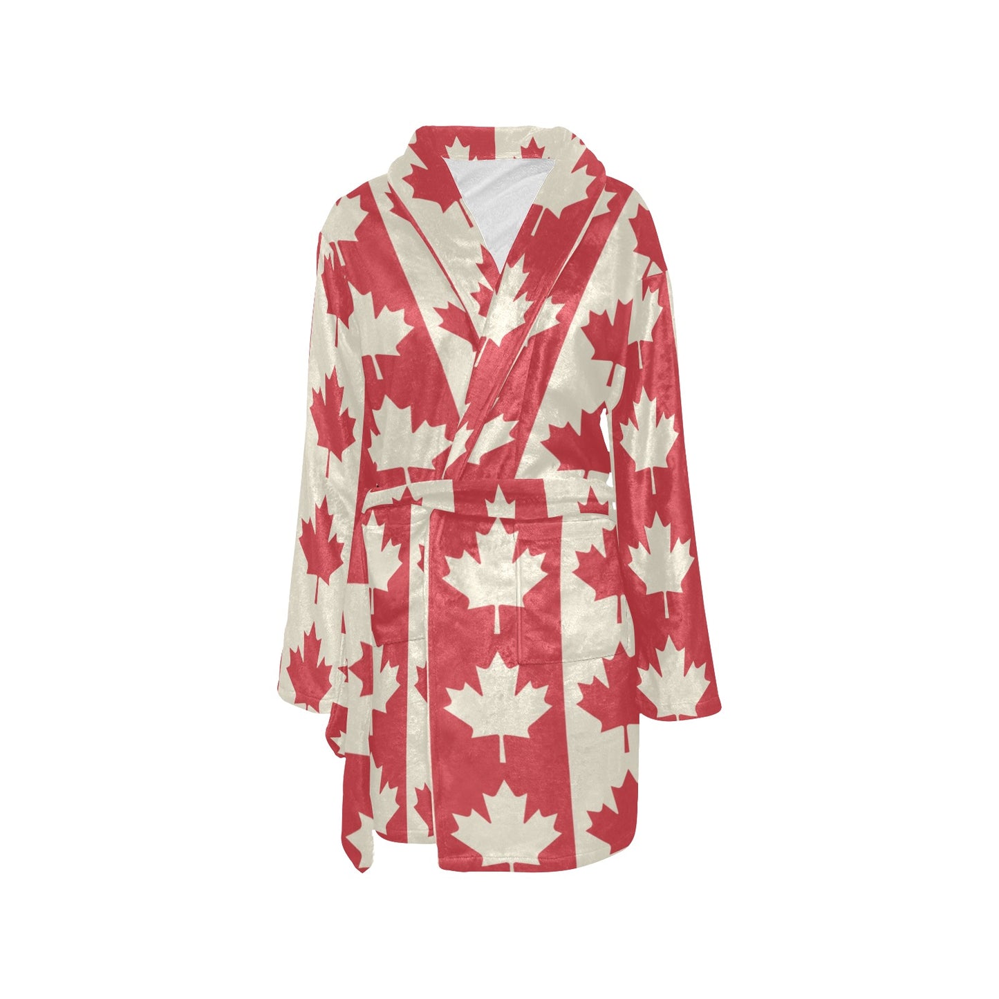 Maple Leaf Pattern Print Design 02 Women's Fleece Robe