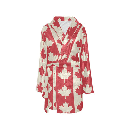 Maple Leaf Pattern Print Design 02 Women's Fleece Robe