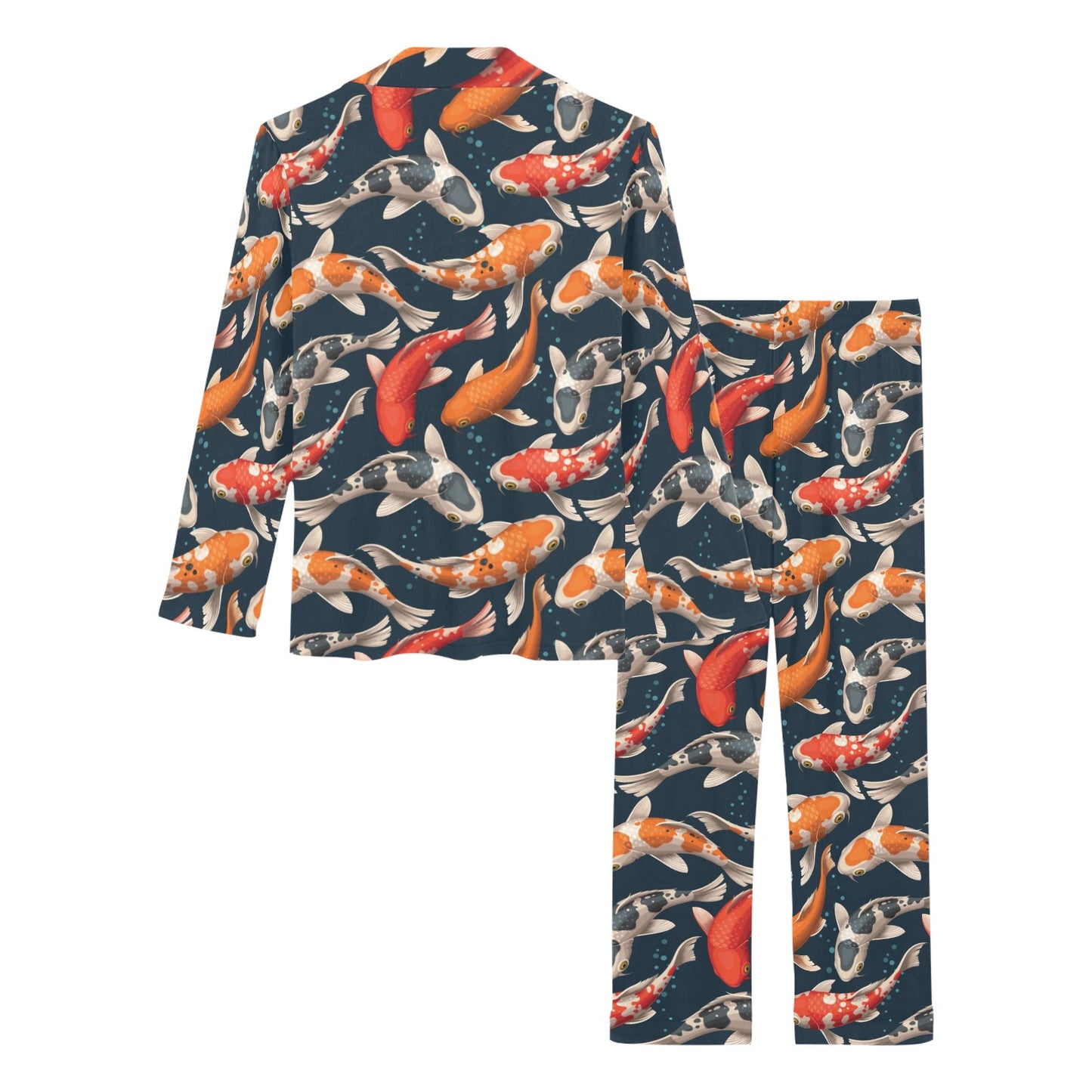 Koi Carp Cute Design Themed Print Women's Long Pajama Set