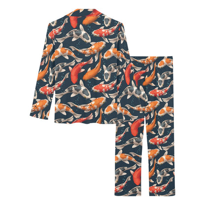 Koi Carp Cute Design Themed Print Women's Long Pajama Set