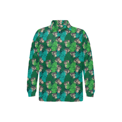 Chimpanzee Pattern Print Design 01 Long Sleeve Polo Shirt For Men's