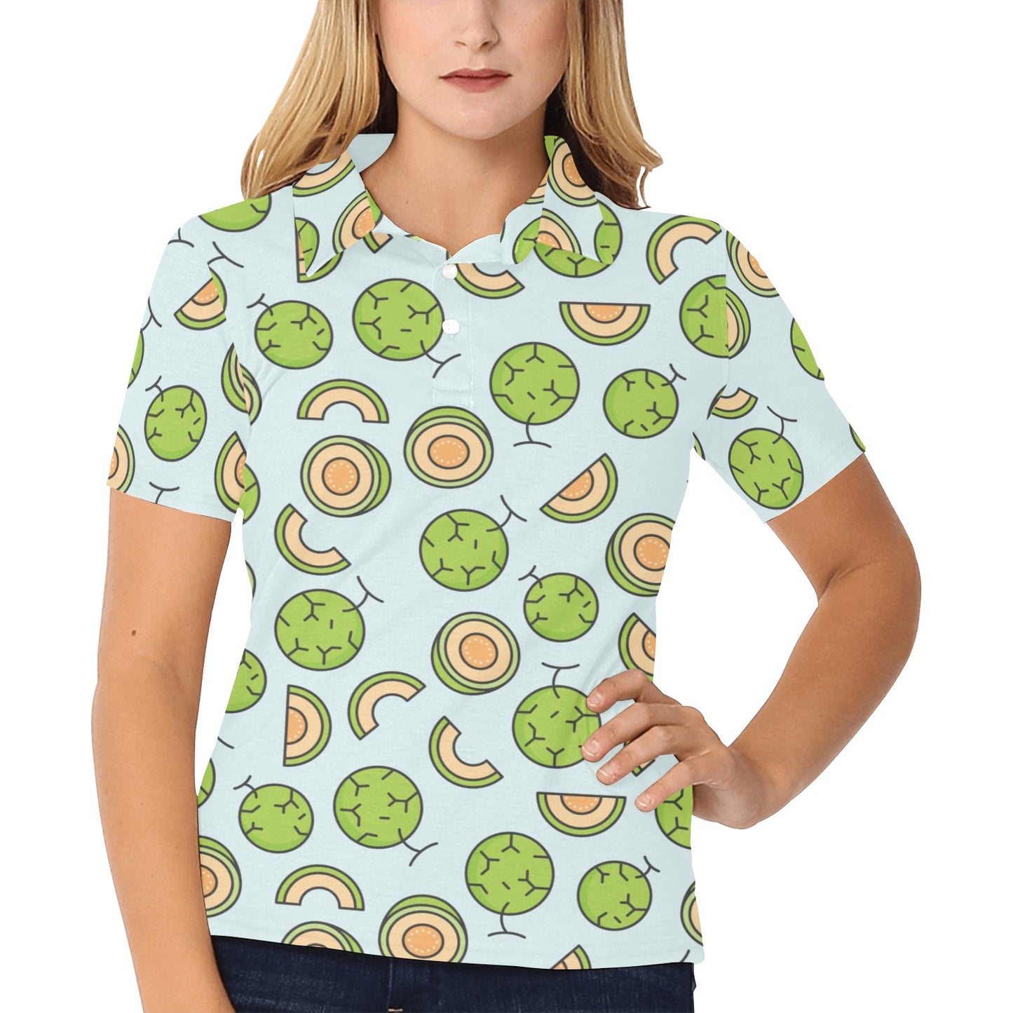 Cantaloupe Pattern Print Design 02 Women's Polo Shirt
