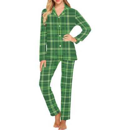 Irish Plaid Pattern Print Design 02 Women's Long Pajama Set