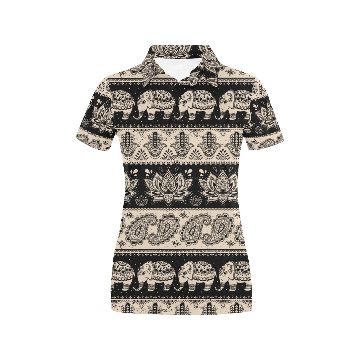 Elephant Hansa Lotus Pattern Women's Polo Shirt