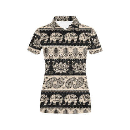 Elephant Hansa Lotus Pattern Women's Polo Shirt