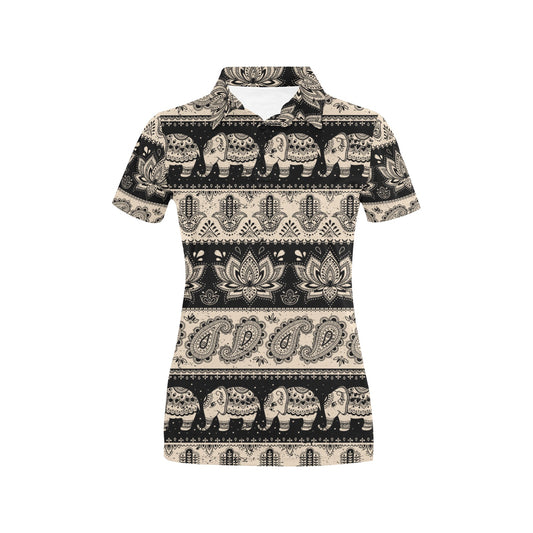 Elephant Hansa Lotus Pattern Women's Polo Shirt