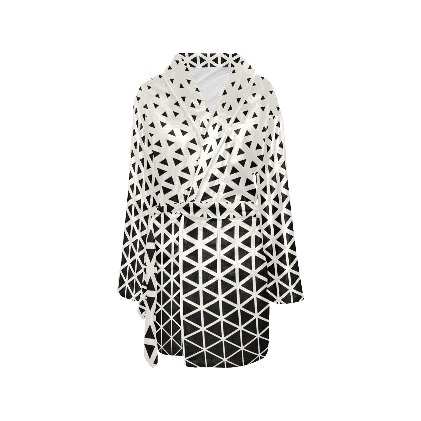 Geometric Black White Pattern Print Design 03 Women's Fleece Robe