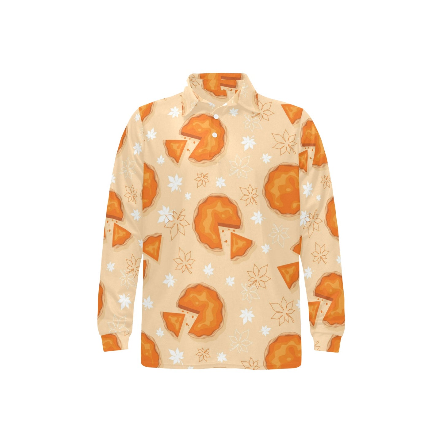 Pie Pattern Print Design A01 Long Sleeve Polo Shirt For Men's