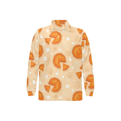 Pie Pattern Print Design A01 Long Sleeve Polo Shirt For Men's