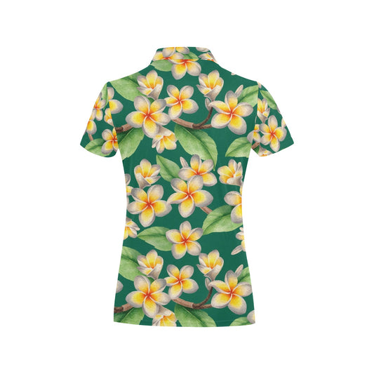 Plumeria Pattern Print Design PM07 Women's Polo Shirt