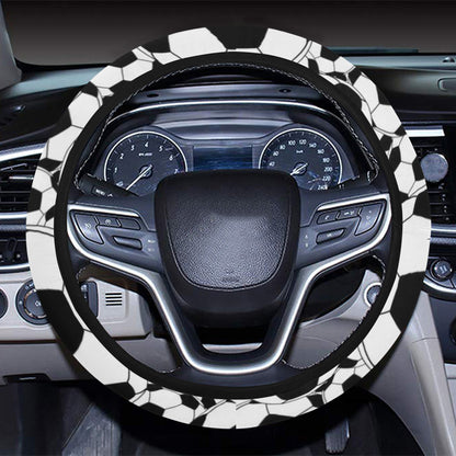 Soccer Ball Print Design LKS301 Steering Wheel Cover with Elastic Edge