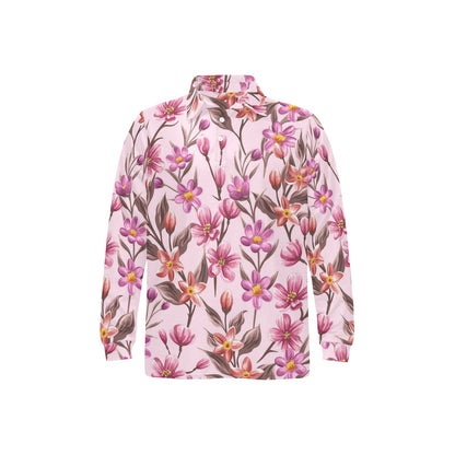 Summer Floral Pattern Print Design SF09 Long Sleeve Polo Shirt For Men's