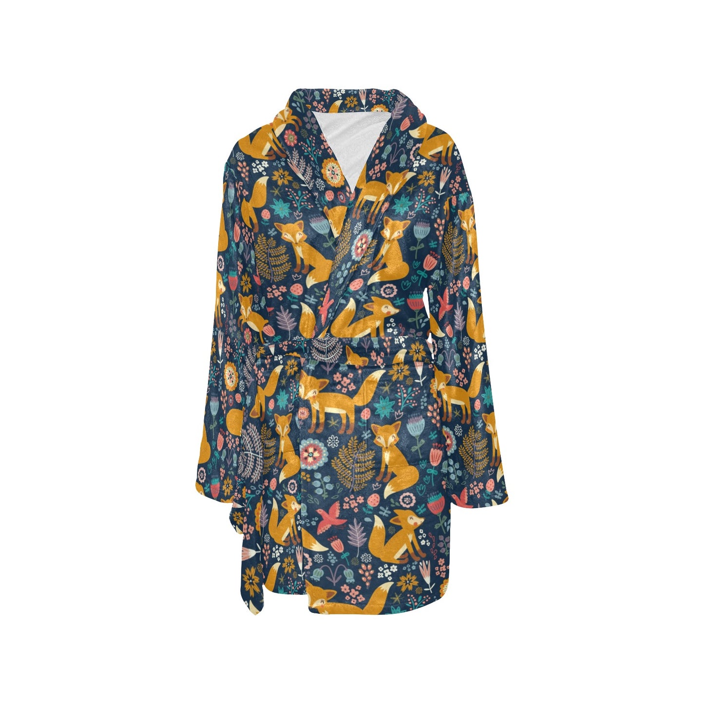 Fox Cute Jungle Print Pattern Women's Fleece Robe