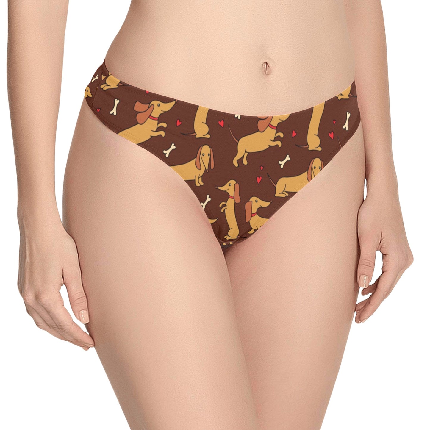 Dachshund Happy Print Pattern Women's Thongs