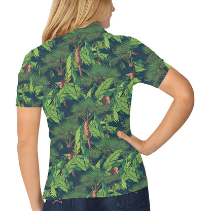 Rainforest Pattern Print Design A01 Women's Polo Shirt