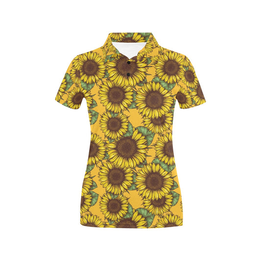 Sunflower Pattern Print Design SF04 Women's Polo Shirt