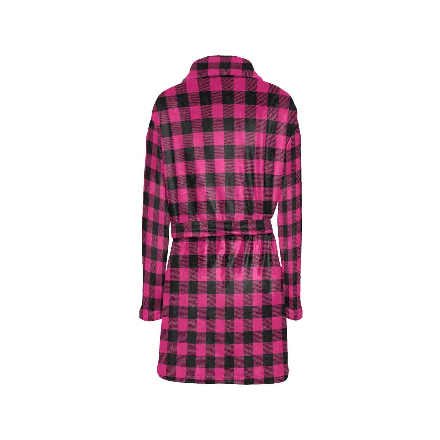 Pink Tartan Plaid Pattern Women's Fleece Robe