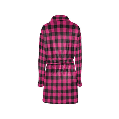 Pink Tartan Plaid Pattern Women's Fleece Robe
