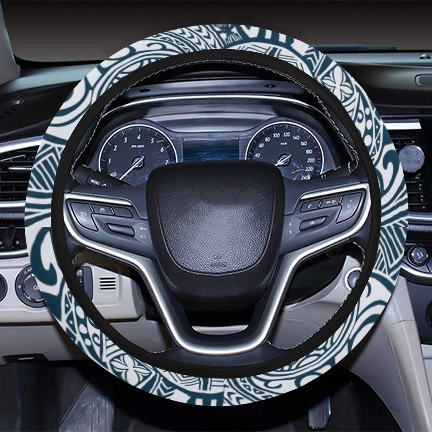 Samoan Pattern Print Design LKS306 Steering Wheel Cover with Elastic Edge