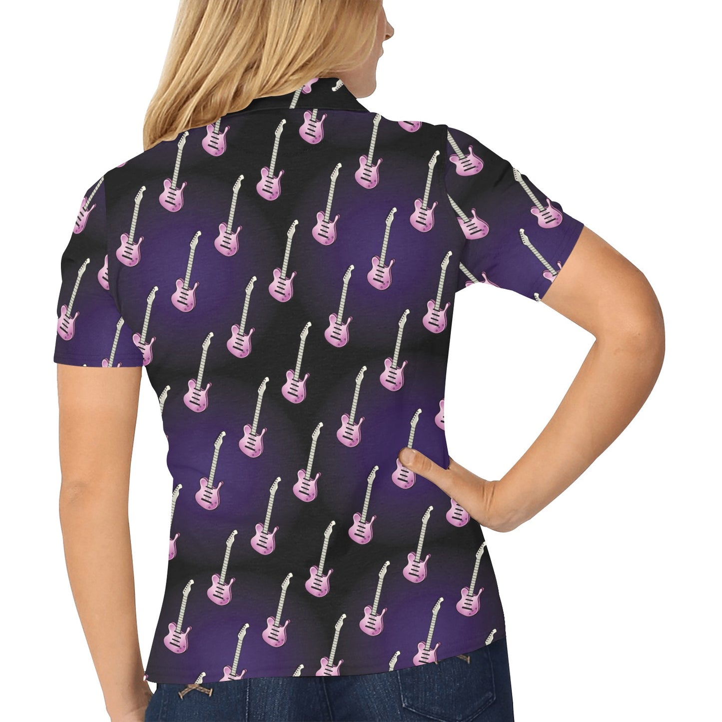 Electric Guitar Print Design LKS405 Women's Polo Shirt