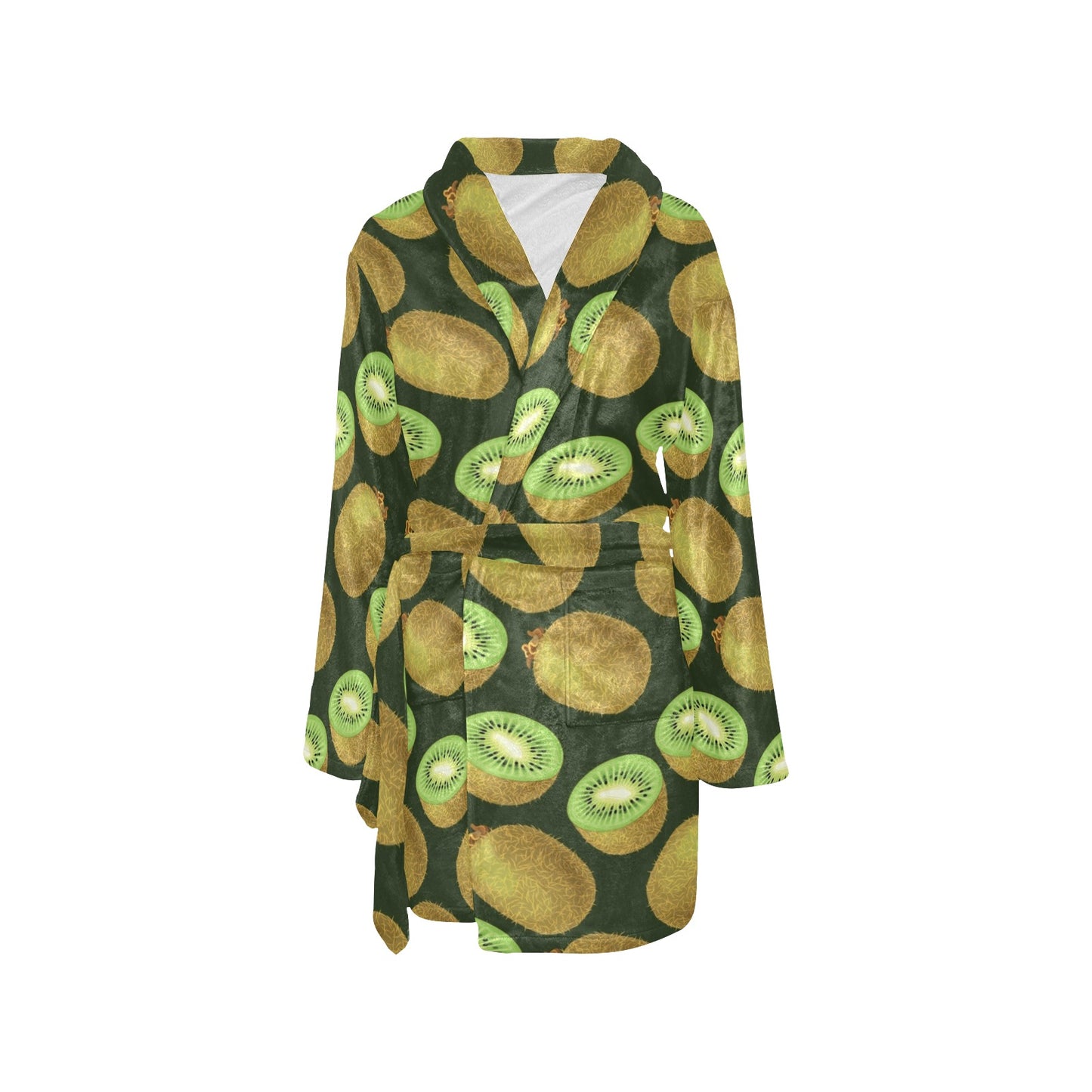 Kiwi Pattern Print Design KW04 Women's Fleece Robe
