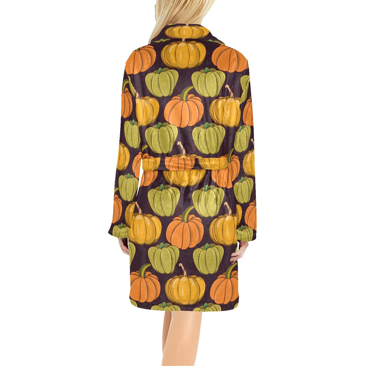 Pumpkin Pattern Print Design A01 Women's Fleece Robe