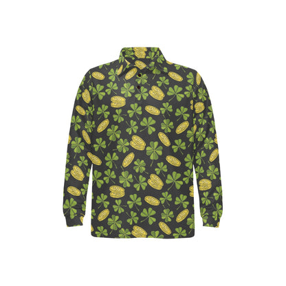 St Patricks Day Print Design LKS305 Long Sleeve Polo Shirt For Men's
