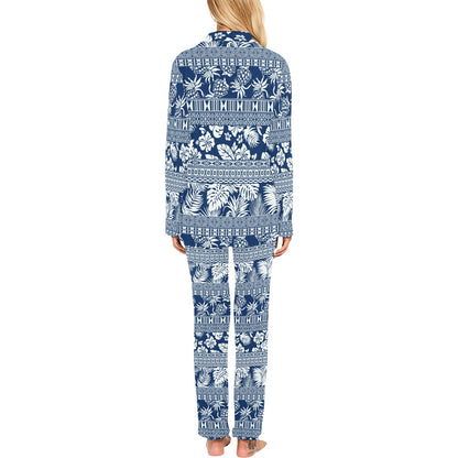 Hawaiian Themed Pattern Print Design H020 Women's Long Pajama Set