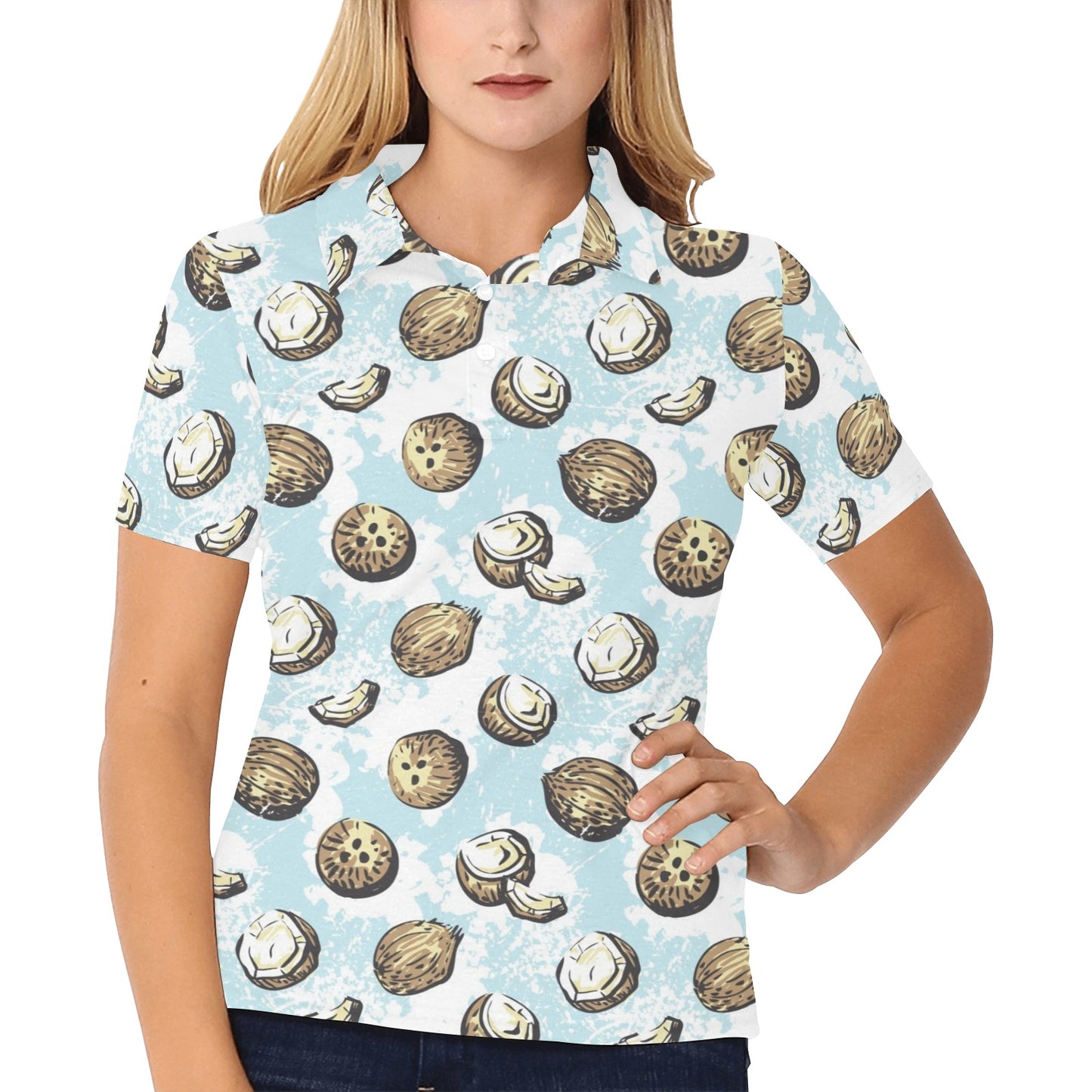 Coconut Pattern Print Design CN01 Women's Polo Shirt