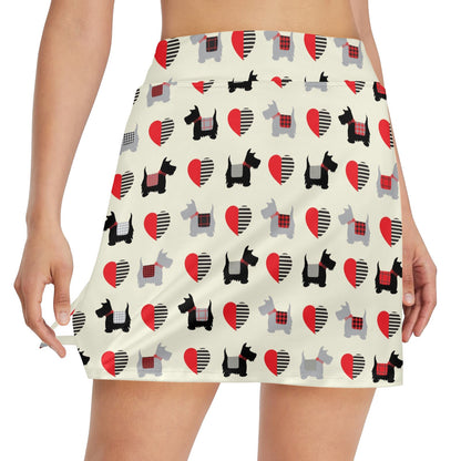 Scottish Terriers Print Design LKS3010 17" Golf & Pickleball Skort with Pockets