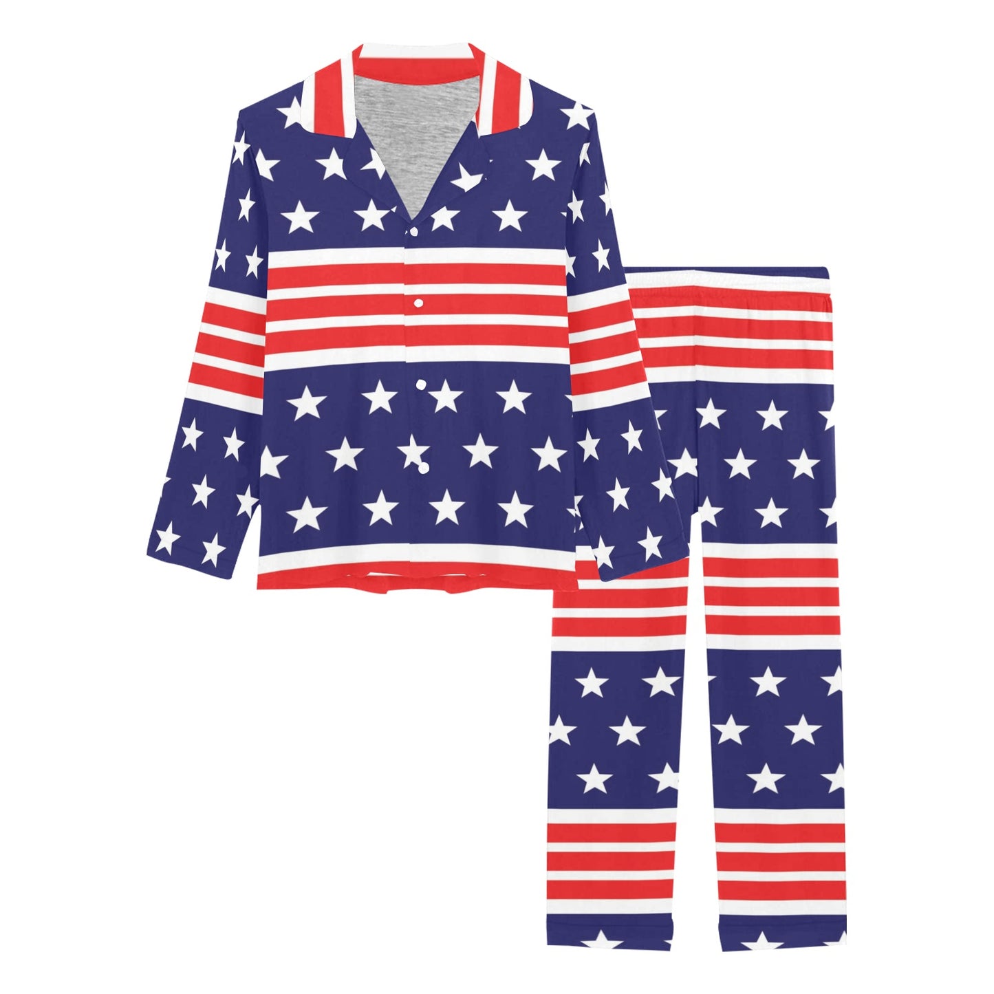 Patriotic Pattern Print Design A04 Women's Long Pajama Set