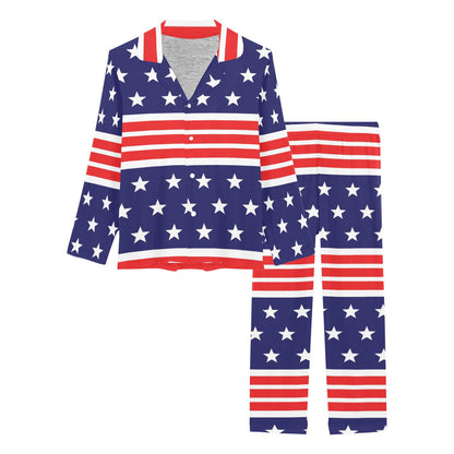 Patriotic Pattern Print Design A04 Women's Long Pajama Set